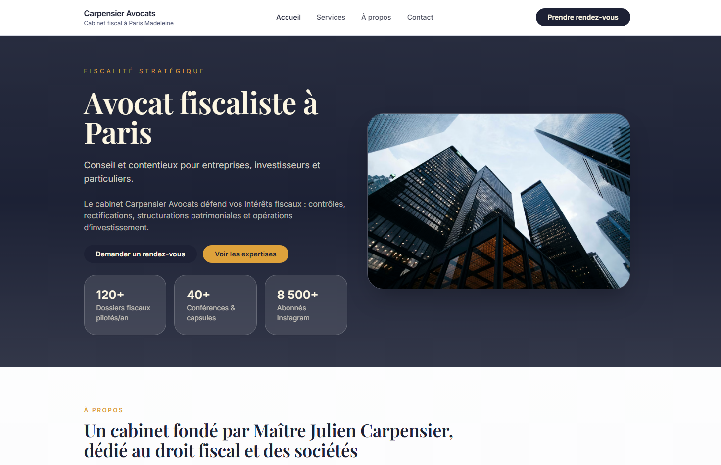 Site corporate du Cabinet Carpensier